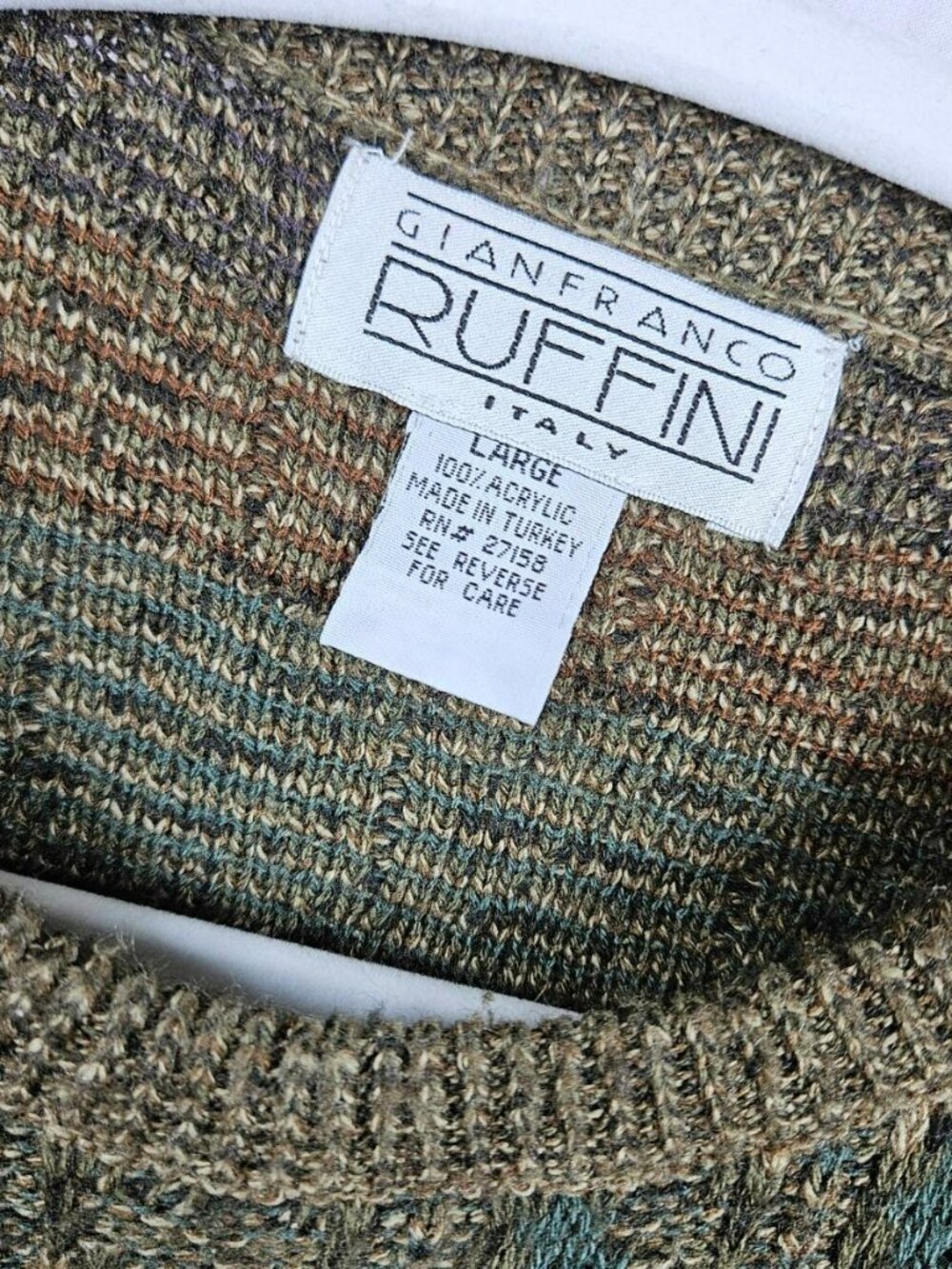 Gianfranco Ruffini Italy Large Multicolor Acrylic Sweater Mens Brown Y2K Style - Picture 2 of 11